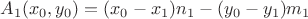 $A_1(x_0,y_0) = (x_0-x_1)n_1-(y_0-y_1)m_1$