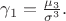 $\gamma_1 = \frac{\mu_3}{\sigma^3}. 
$