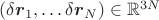 $(\delta\boldsymbol r_1,\ldots \delta\boldsymbol r_N)\in \mathbb{R}^{3N}$