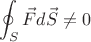 $$\oint_S \vec F d\vec S \neq 0 $$