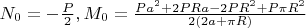 $N_0=-\frac{P}{2},M_0=\frac{P a^2+2 P R a-2 P R^2+P \pi  R^2}{2 (2 a+\pi  R)}$