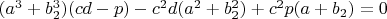 $(a^3+b_2^3)(cd-p)-c^2d(a^2+b_2^2)+c^2p(a+b_2)=0$