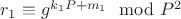 $r_1\equiv g^{k_1P + m_1}\mod P^2$