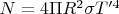 $N=4\Pi R^2 \sigma T'^4$