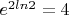 $e^{2ln2}=4$