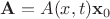 $\mathbf A=A(x, t)\mathbf x_0 $