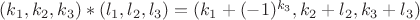 $(k_{1},k_{2},k_{3})*(l_{1},l_{2},l_{3})=(k_{1}+(-1)^{k_{3}}, k_{2}+l_{2},k_{3}+l_{3})$