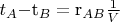 $t_A-$t_B={$r_{AB}}\frac{1}{V}