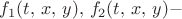 $f_1(t,\,x,\,y),\,f_2(t,\,x,\,y)-$