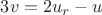 $3v=2u_r-u$