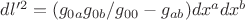 $dl'^2=(g_{0a}g_{0b}/g_{00}-g_{ab})dx^adx^b$