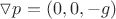 $\triangledown p = (0,0,-g) $
