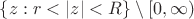 $\{z:r<|z|<R\}\setminus [0,\infty) $