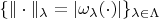 $\{\|\cdot\|_\lambda=|\omega_\lambda(\cdot)|\}_{\lambda\in\Lambda}$