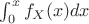 $\int^x_0 f_X(x) dx $