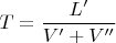 $$T=\frac{L'}{V'+V''}$$