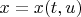 $x=x(t,u)$