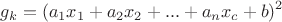 $$g_k=(a_1x_1+a_2x_2+...+a_nx_c+b)^2$$