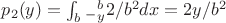 $p_2(y) = \int _b_-_y ^b   2/b^2 dx = 2y/b^2$