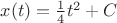 $x(t) = \frac{1}{4}t^2 + C$