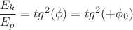 $\dfrac{E_k}{E_p}={tg^2(\phi)}={tg^2(\omegat+\phi_0)}$