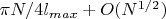 $\pi N/4l_{max} +O(N^{1/2})$
