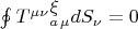 $\oint T^{\mu\nu}{}^{\displaystyle{\xi}}_a_{\mu}dS_{\nu}=0$