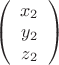 $ \left( \begin{array}{cc} x_2 \\ 
y_2\\z_2 \end{array} \right)$