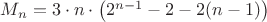 $M_n=3\cdot n \cdot\big(2^{n-1}-2-2(n-1)\big)$