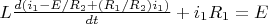 $L\frac {d(i_1-E/R_2+(R_1/R_2)i_1)}{dt}+i_1R_1=E$