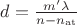 $\[d = \frac{{m'\lambda }}{{n - {n_{{\rm{at}}}}}}\]$