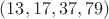 $(13, 17, 37, 79)$
