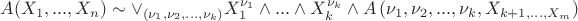 $A(X_{1},...,X_{n})\sim \vee_{\left({\nu _{1},\nu _{2},...,\nu _{k}} \right)}X_{1}^{\nu _{1}}\wedge ...\wedge X_{k}^{\nu _{k}}\wedge A\left(\nu _{1},\nu _{2},...,\nu _{k},X_{k+1,...,X_{m}} \right)$