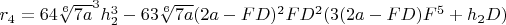 $r_4=64\sqrt[6]{7a}^3h_2^3-63\sqrt[6]{7a}(2a-FD)^2FD^2(3(2a-FD)F^5+h_2D)$