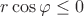 $r\cos \varphi \le 0$