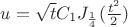 $\[u = \sqrt t {C_1}{J_{\frac{1}{4}}}(\frac{{{t^2}}}{2})\]$