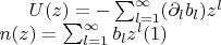 $
U(z)=-\sum_{l=1}^{\infty}(\partial_l b_l)z^l\\
n(z) = \sum_{l=1}^{\infty} b_l z^l
\eqno(1)
$