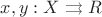 $x,y:X\rightrightarrows R$