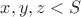 $x, y, z<S$ $x, y, z<S$