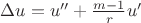 $\Delta u = u'' + \frac{m-1}{r}u'$