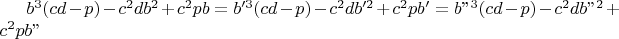 $b^3( cd-p)-c^2db^2+c^2pb=b'^3( cd-p)-c^2db'^2+c^2pb'=b