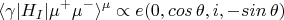 $$\langle\gamma|H_I|\mu^+\mu^-\rangle^\mu  \propto e(0, cos\, \theta, i, -sin\, \theta)$$