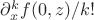 $\partial_x^kf(0,z)/k!$