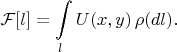$\displaystyle\mathcal{F}[l]=\int\limits_{l} U(x,y)\,\rho(dl).$