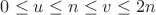 $0\le u\le n\le v\le2n$