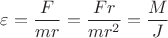 $\displaystyle \varepsilon=\frac{F}{mr}=\frac{Fr}{mr^2}=\frac{M}{J}$