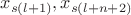 $x_{s(l+1)},x_{s(l+n+2)}$