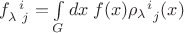 $f_{\lambda\phantom{i}j}^{\phantom{\lambda }i}=\int\limits_Gdx\;f(x){{\rho_\lambda}^i}_j(x)$ $f_{\lambda\phantom{i}j}^{\phantom{\lambda }i}=\int\limits_Gdx\;f(x){{\rho_\lambda}^i}_j(x)$