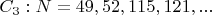 $C_3: N=49,52,115,121,...$
