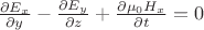$\frac{\partial E_x}{\partial y}-\frac{\partial E_y}{\partial z}+\frac{\partial {\mu_0 H_x}}{\partial t}=0$